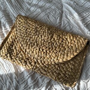 Woven Tan Clutch Bag